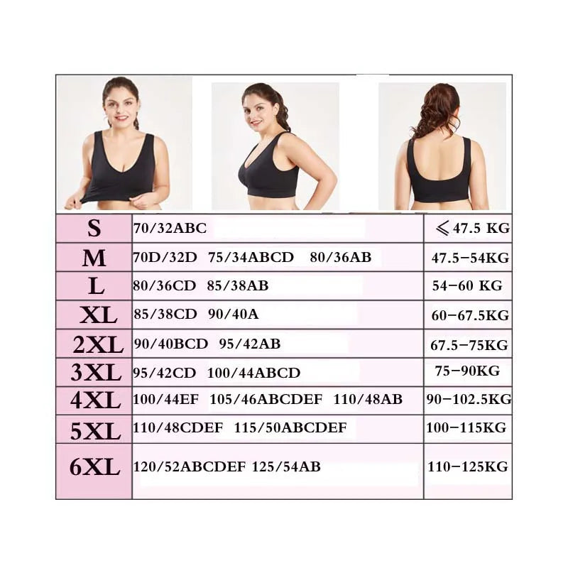 Queenral Nahtloser Gepolsterter BH für Damen – Plus Size 5XL & 6XL, Komfortabel & Vollständig Abgedeckt