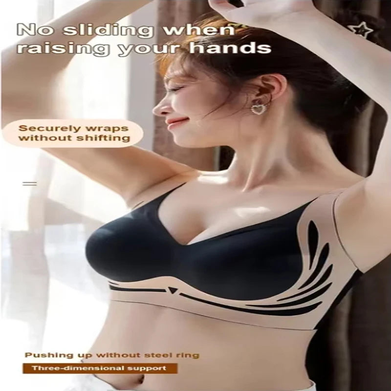 Nahtloser Push-Up BH für Damen – Kabellos, Verstellbar, Weich, Vollständige Abdeckung & Anti-Sagging