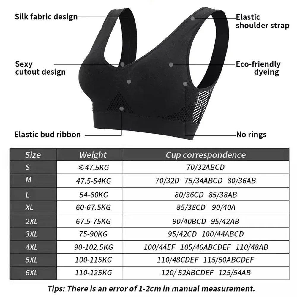 Nahtloser Plus-Size Sport-BH Damen – Kabellos, Atmungsaktiv, Stoßfest für Yoga & Fitness bis 6XL